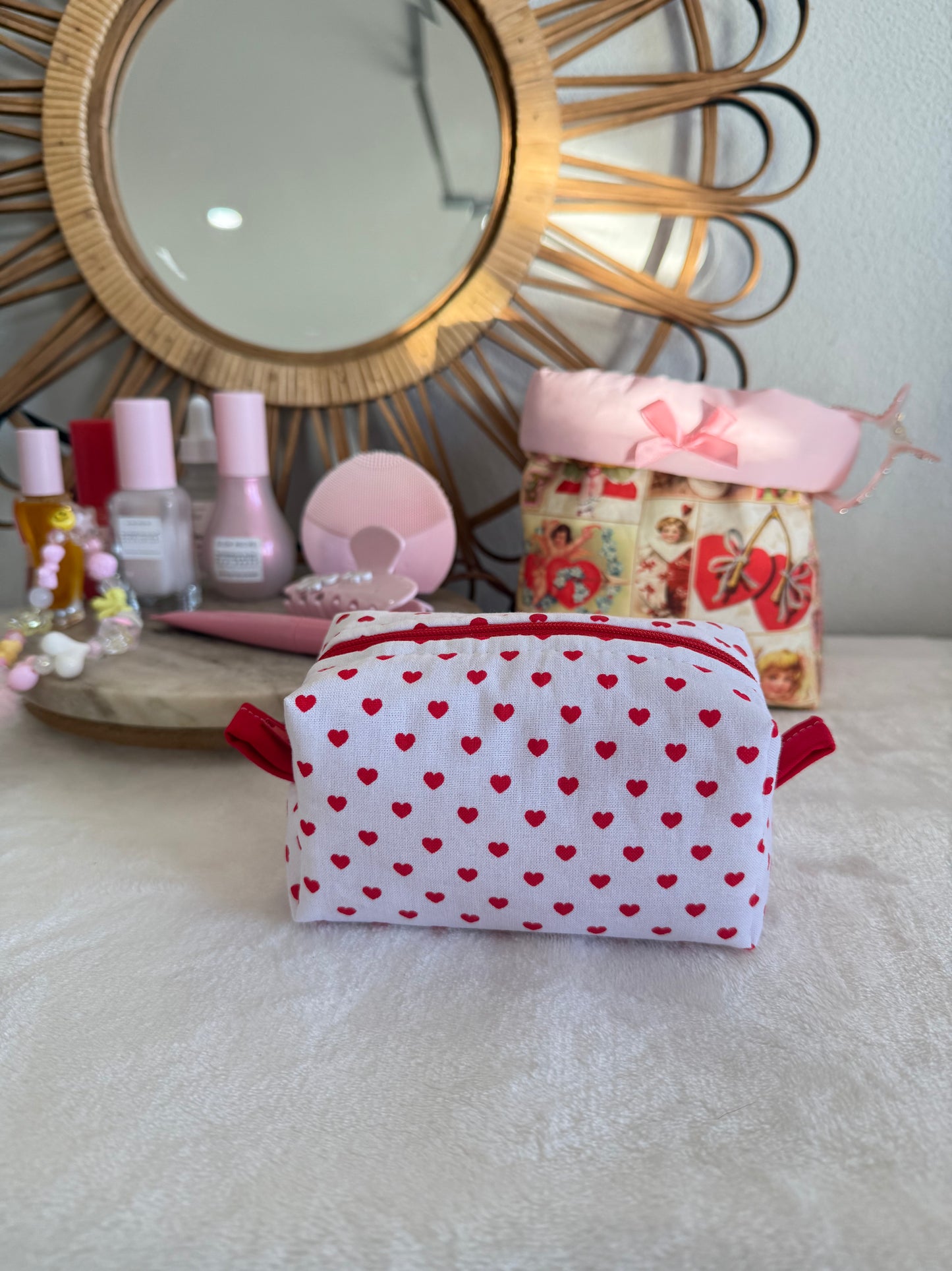 White Valentines Small Lippy Makeup Pouch