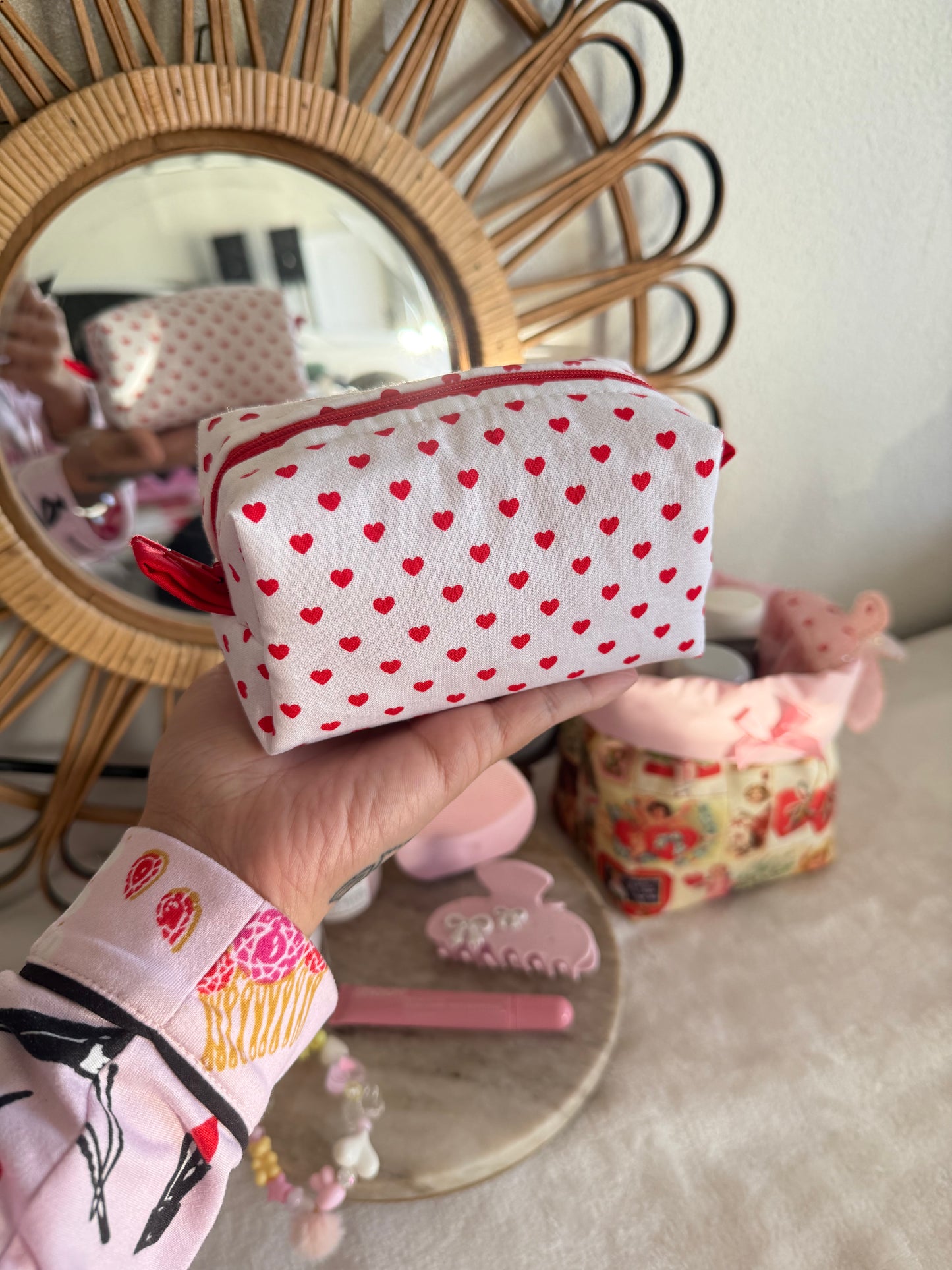 White Valentines Small Lippy Makeup Pouch