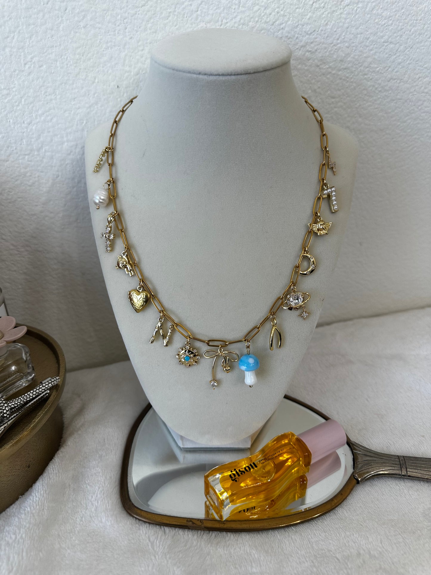 Custom Charm Necklace - Build Your Own Charm Necklace, Gold Plated Jewelry