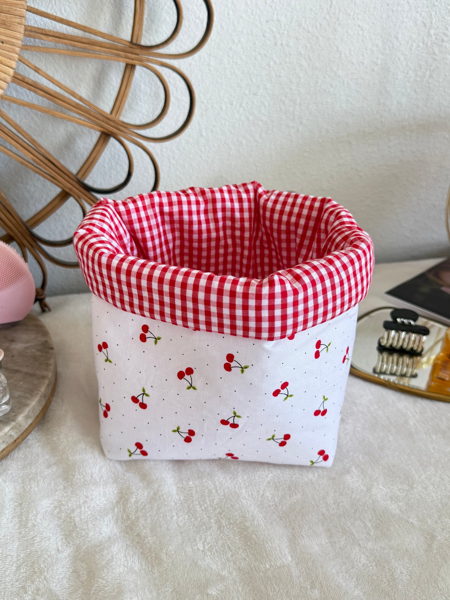Cherry bucket, skincare/makeup organizer