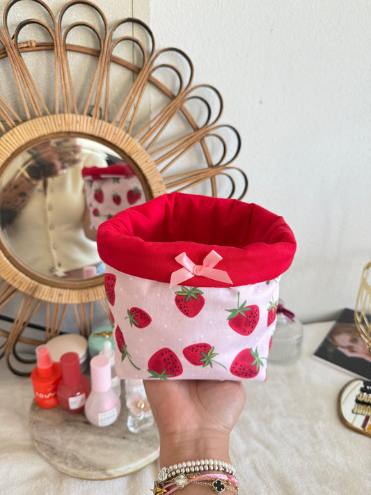 Strawberry bucket, skin care/makeup organizer